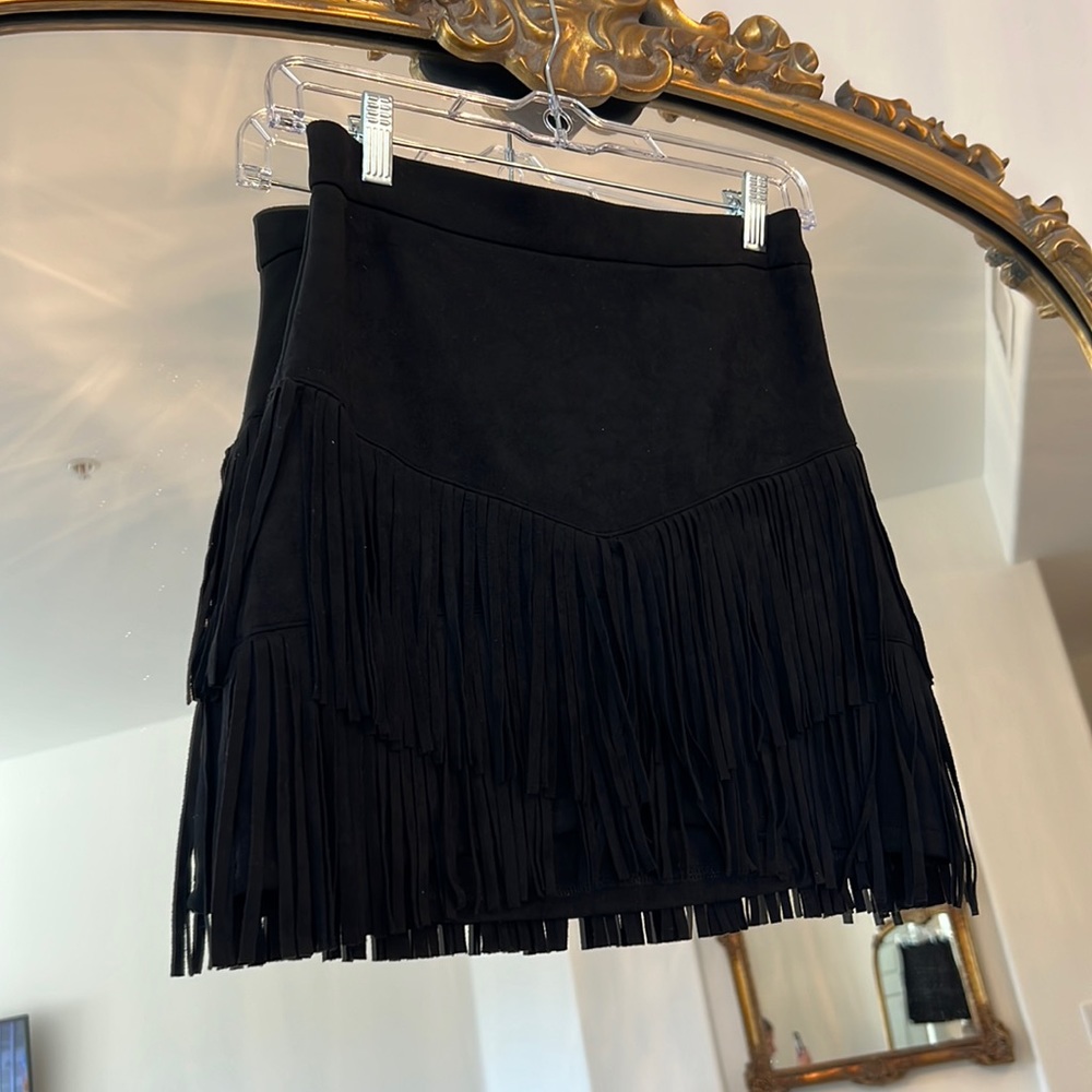 Fringe suede skirt